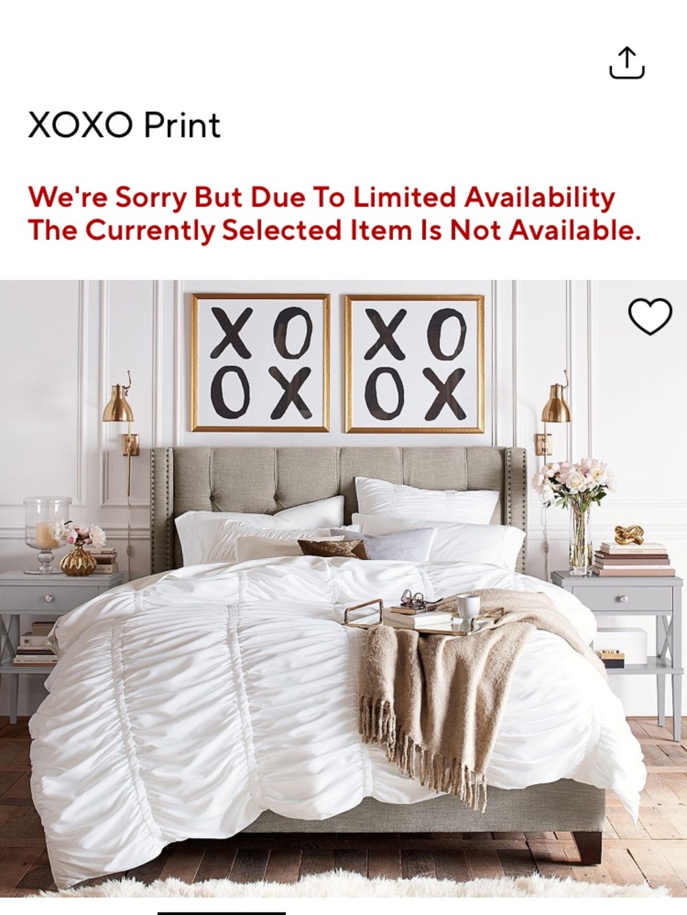 Pottery Barn XOXO wall art‎ gold frame MCM set of 2